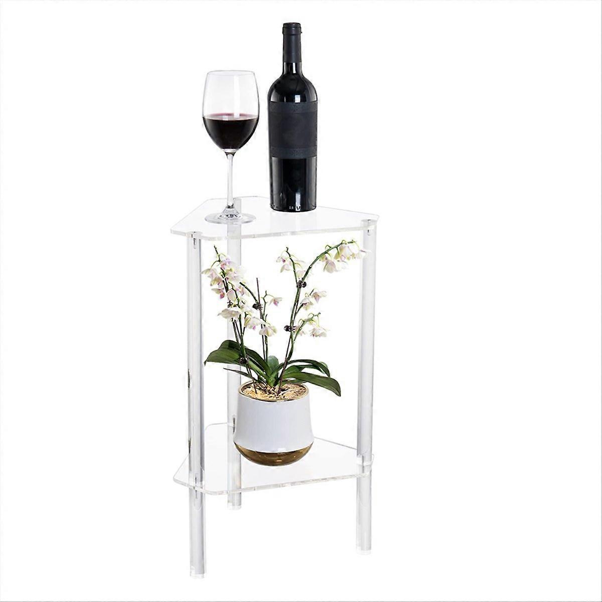 Clear Acrylic End Table, Corner Side Table for Small Spaces
