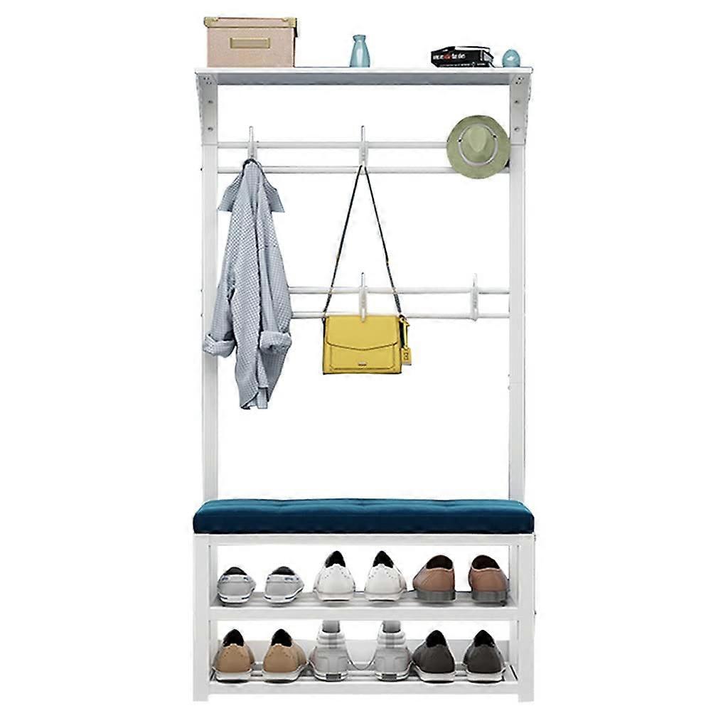 Industrial Coat Rack with Shoe Storage Hall Tree Bench 8 Hooks SpaceSaving Entryway Organizer