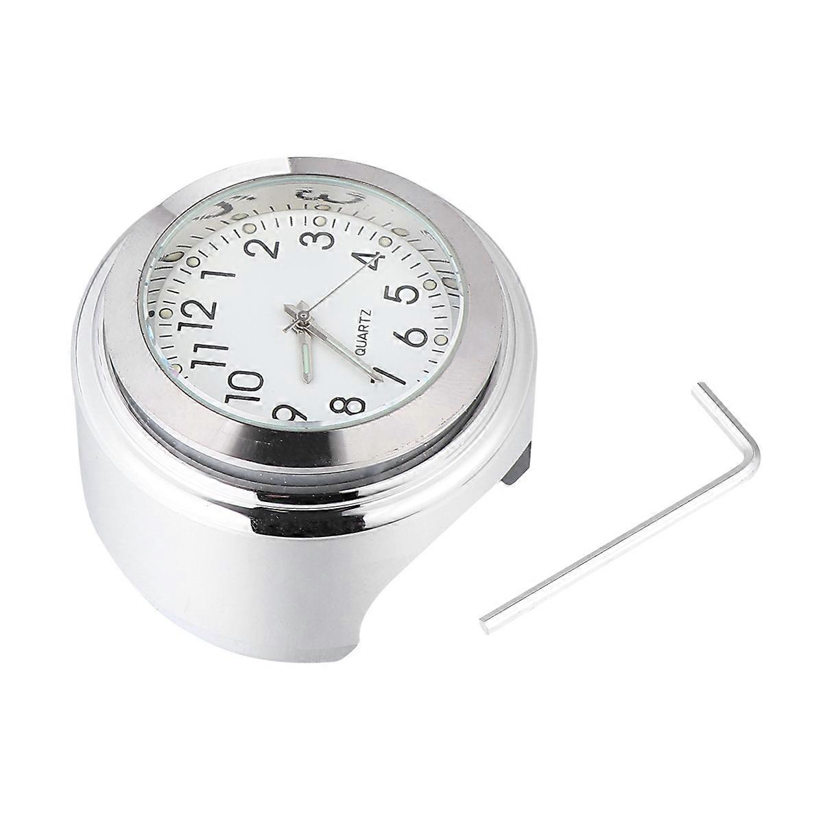 Bike Clock Dashboard Luminous Quartz Clock Vehicle-Mounted Mini Clock (White)