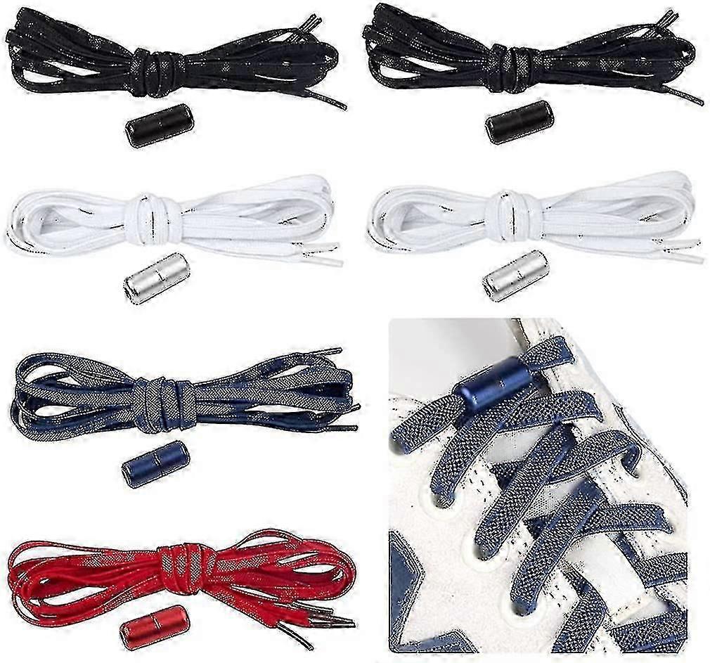 6 Pairs Of Universal Elastic Shoelaces compatible Kids And Adults, With Metal Button