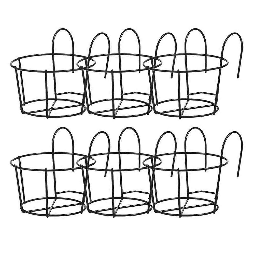 Black Iron Planter Hanger for Balcony Use 6Pcs Metal Bracket Set