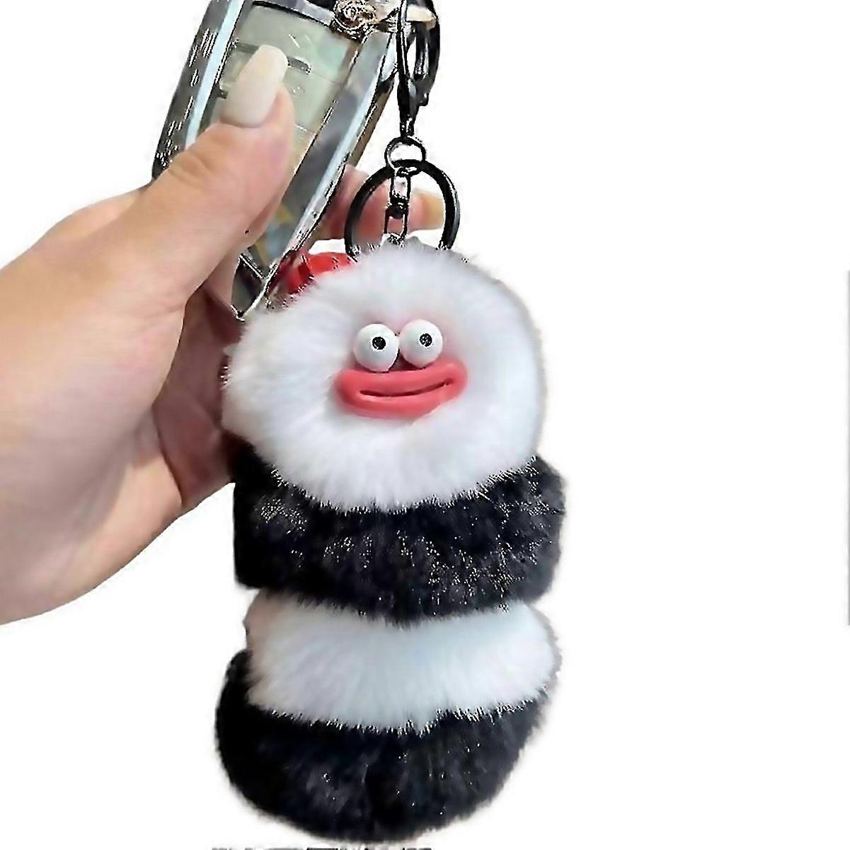 For Cute Fuzzy Caterpillar Bag Charm Keychain Plush Toy For Kids Unisex Soft Fluffy