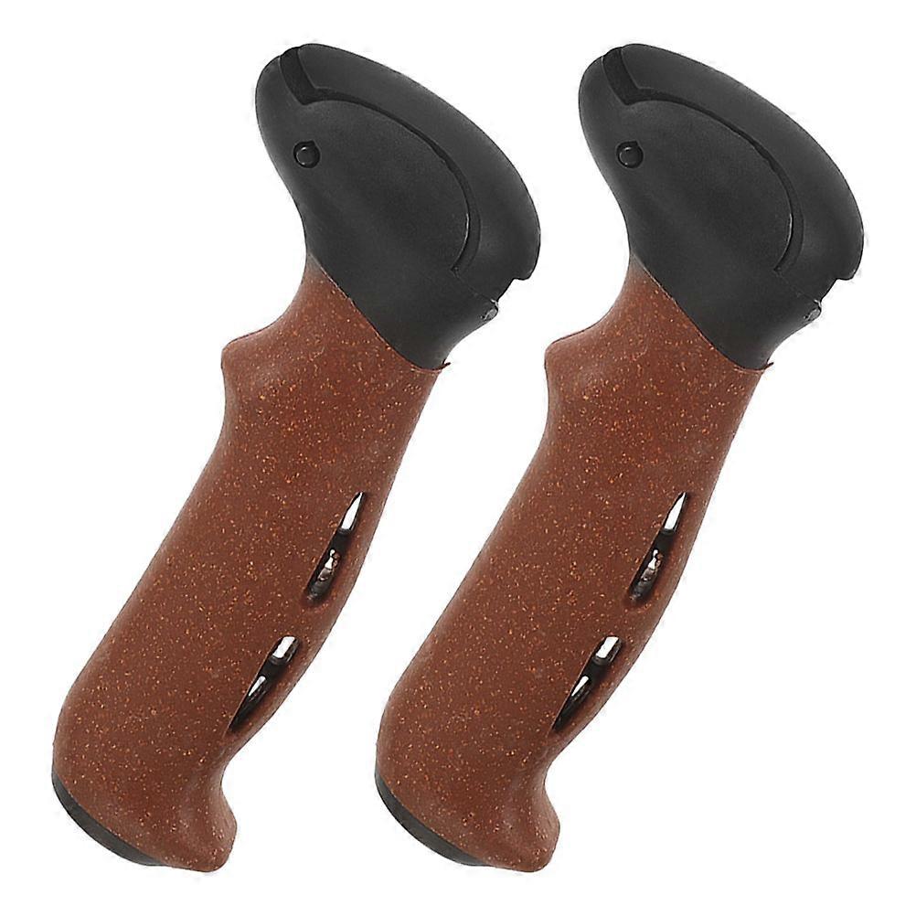 Replacement Crutch Handle with Comfortable Cork Grip Antiskid Design for Versatile Use Fits Most Poles 2 Pieces