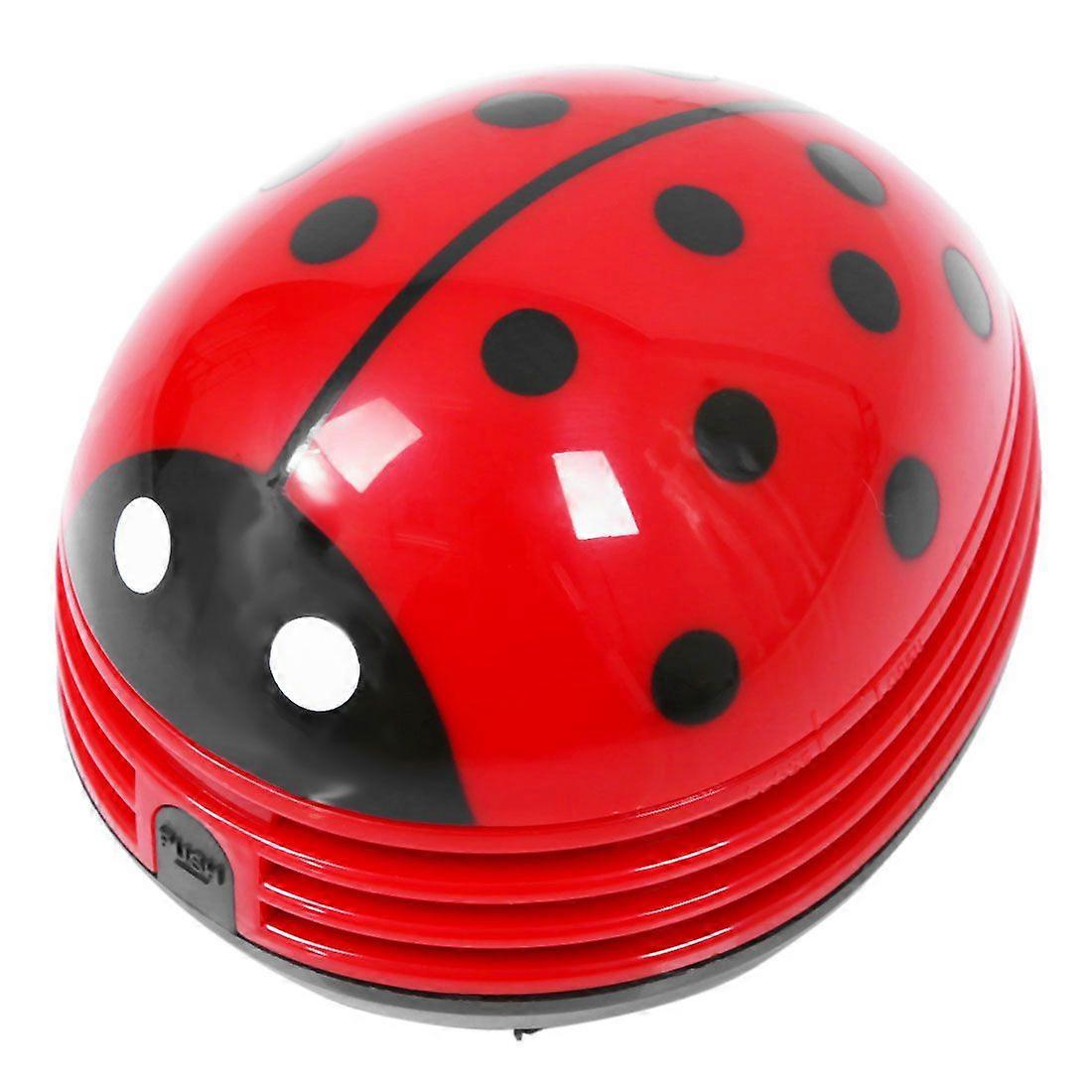 Ladybug patterned battery-operated mini vacuum table dust cleaner, red