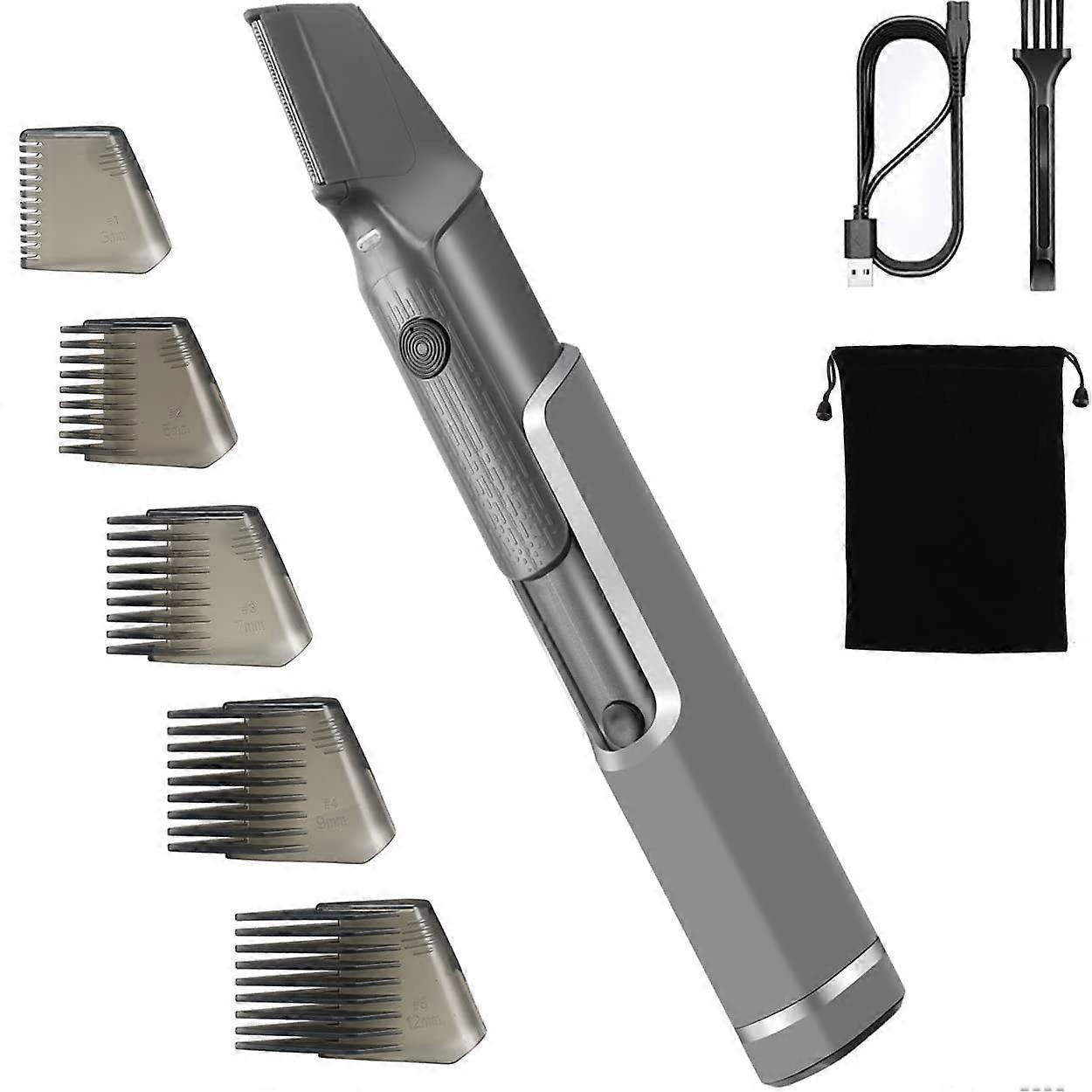 Mens Body Hair Trimmer with Long Handle, Waterproof Beard and Body Grooming Kit, USB Rechargeable