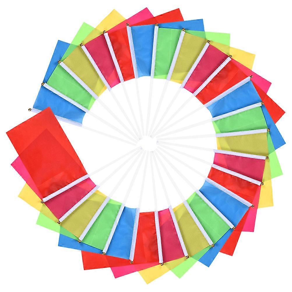 Manual Waving Flags Small Party Flags for Parades 100Pcs Assorted Polyester