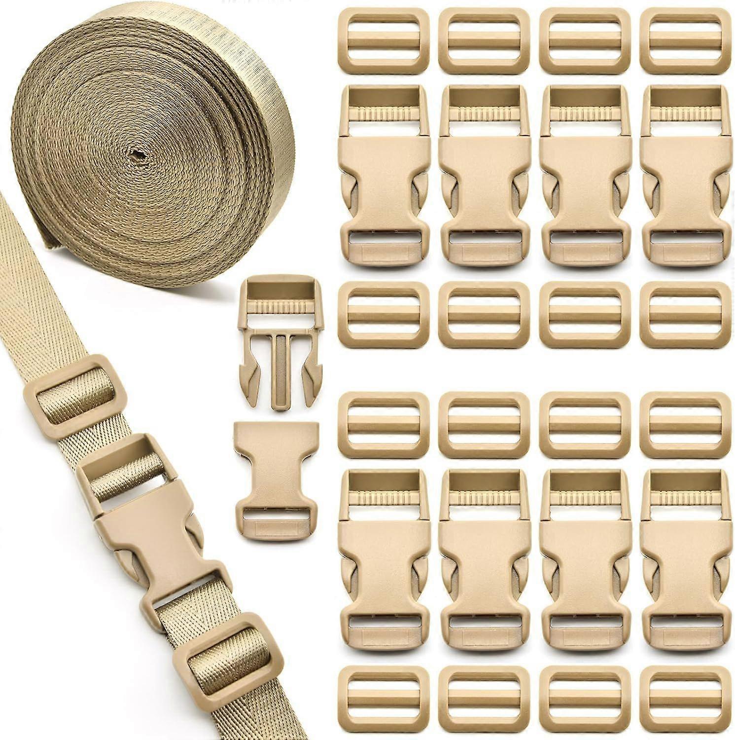 1 inch Buckles Straps Set with 10 Yards Nylon Webbing Strap,10 pcs Quick Side