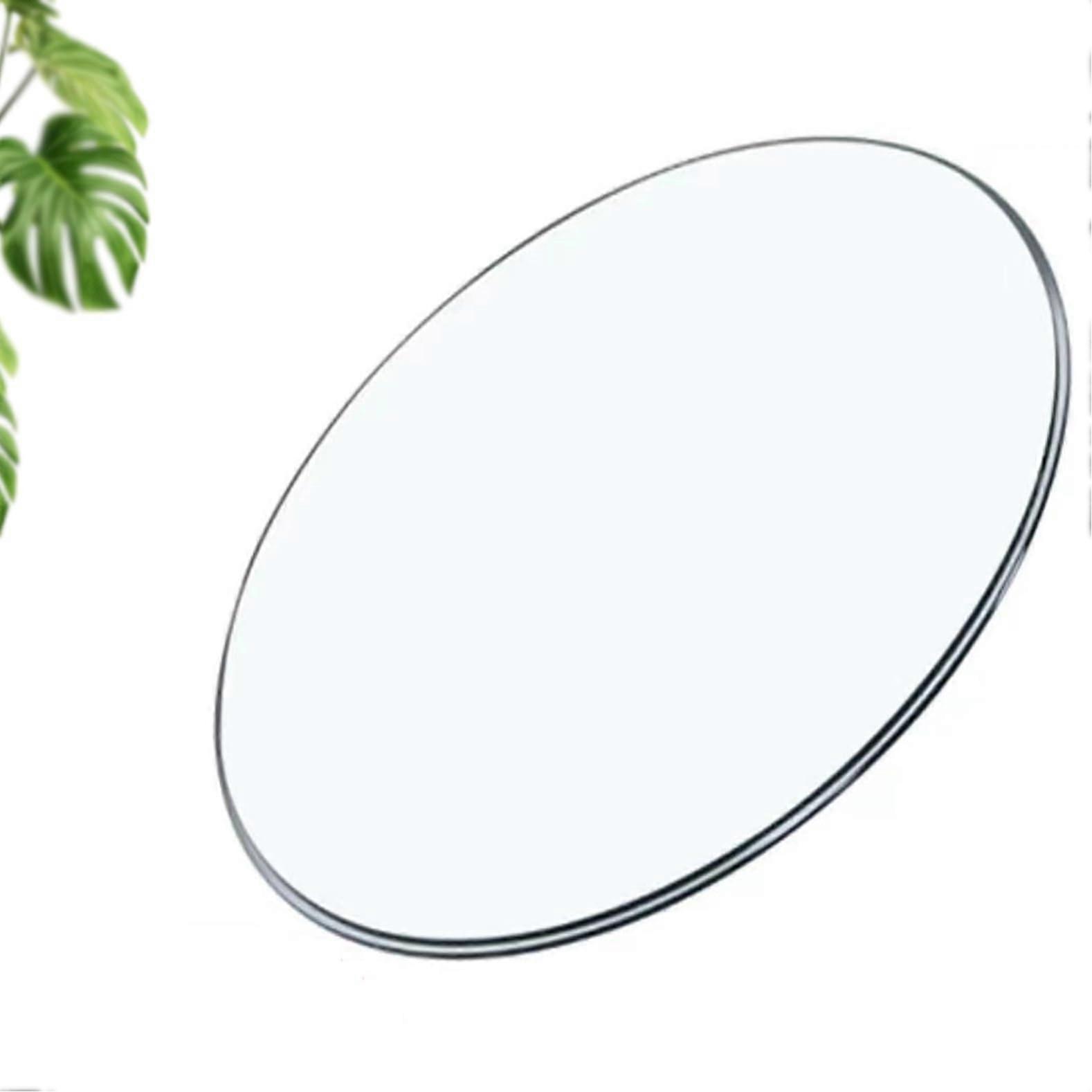Round Tempered Glass Table  38cm Clear Beveled Edge ShatterResistant with AntiSkid Pads
