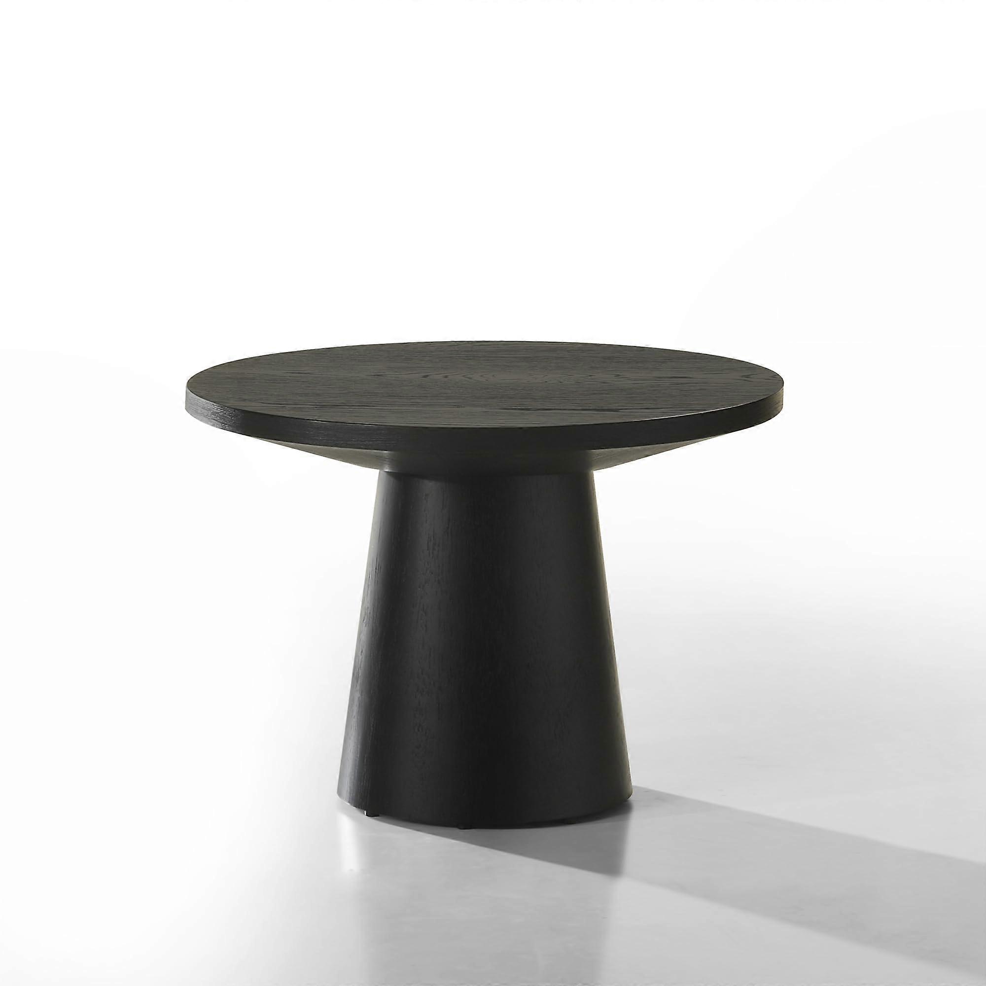 22' Round Coffee Table with Solid Wood Frame, MidCentury Modern Black End Table for Living Room