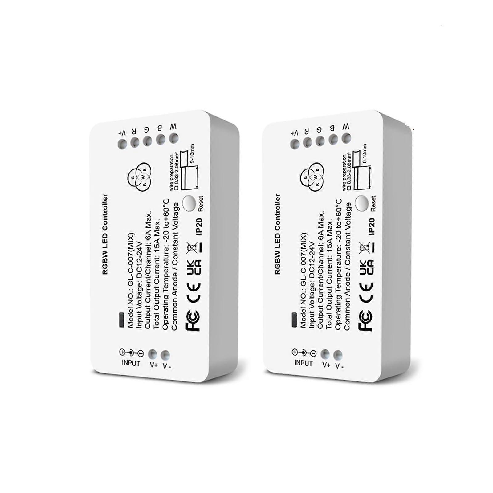 2PCS RGB+CCT LED Controller DC1224V with HubCompatible Control for Dual Zone Lighting