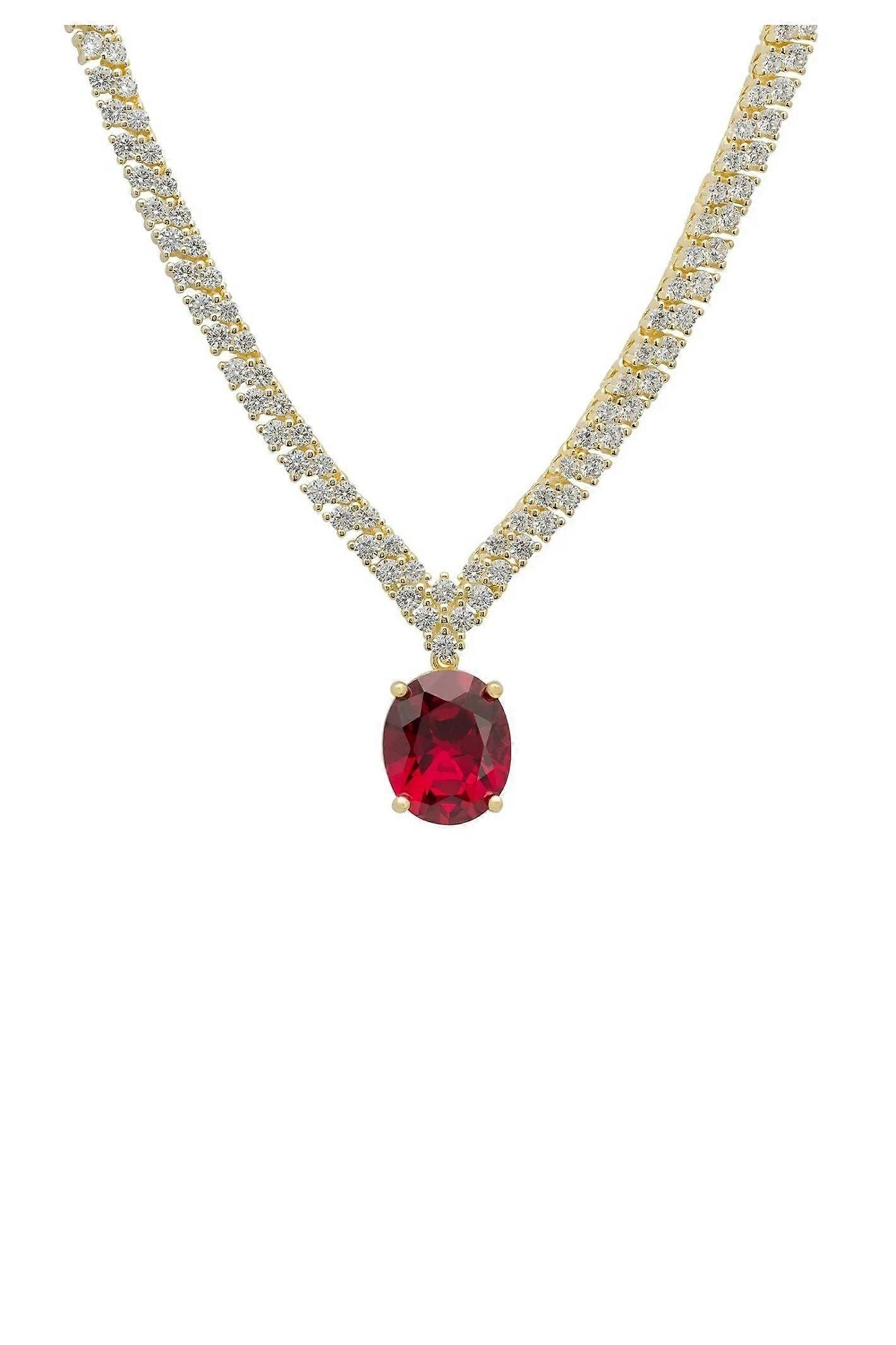 Latelita Ruby Gemstone Tennis Necklace Gold for Women