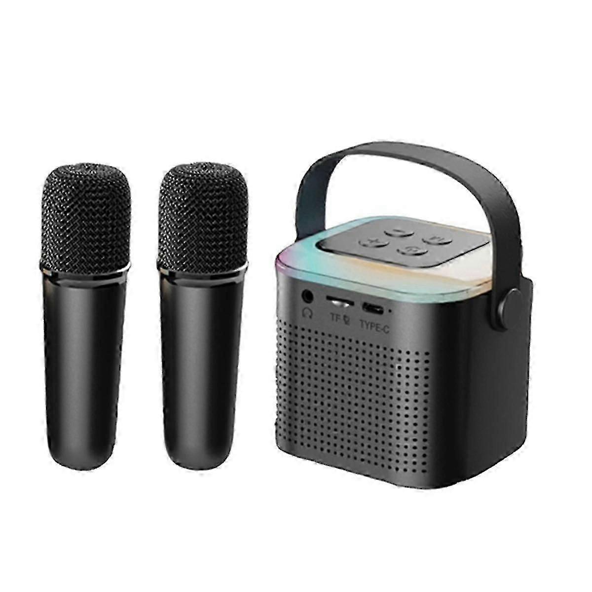 Portable Bluetooth 5.3 Speaker System With 2 Wireless Microphones Home Singing Speaker