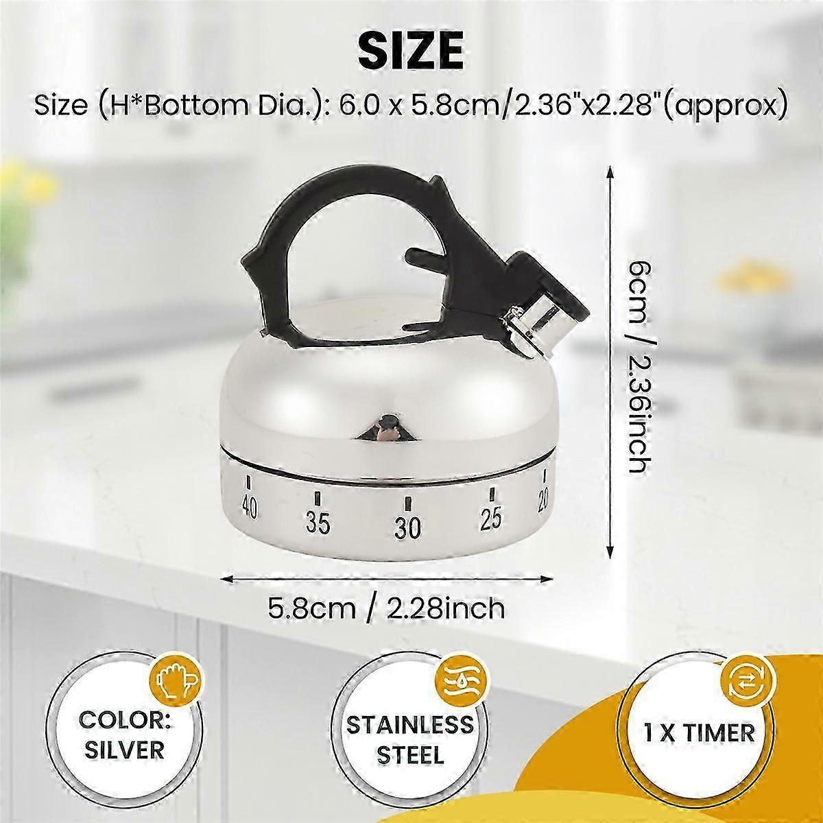 60 Minute Counting Teapot Shaped Kitchen Cooking Alarm Clock Timer Mechanical