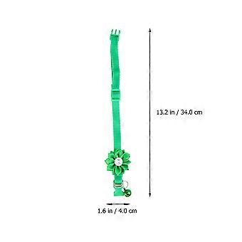 Pet Flower Neckchain Collar for Pet Creative Adjustable Bell Green