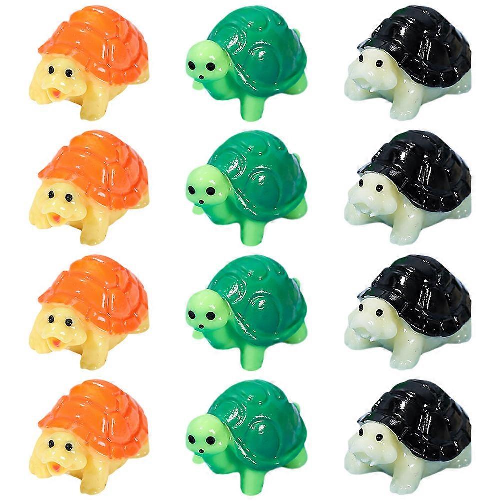 Miniature Turtle Statue for Decor 12Pcs Resin Micro Turtle Decorations