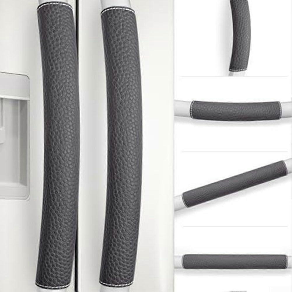 PU Leather Refrigerator Handle Covers AntiSlip Washable Fridge Handle Protector for Kitchen Appliances Black