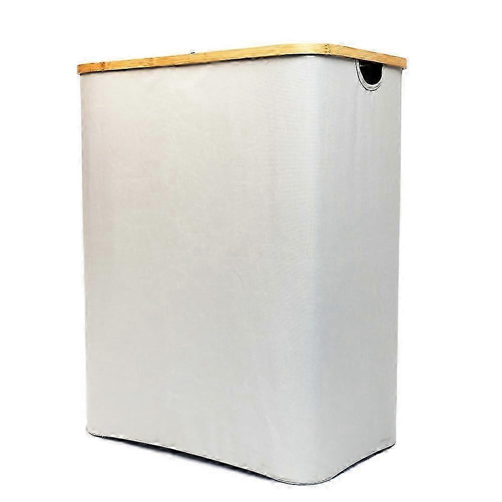 2026 Double Laundry Hamper with Lid Cover Bamboo Section Laundry Basket Collapsible