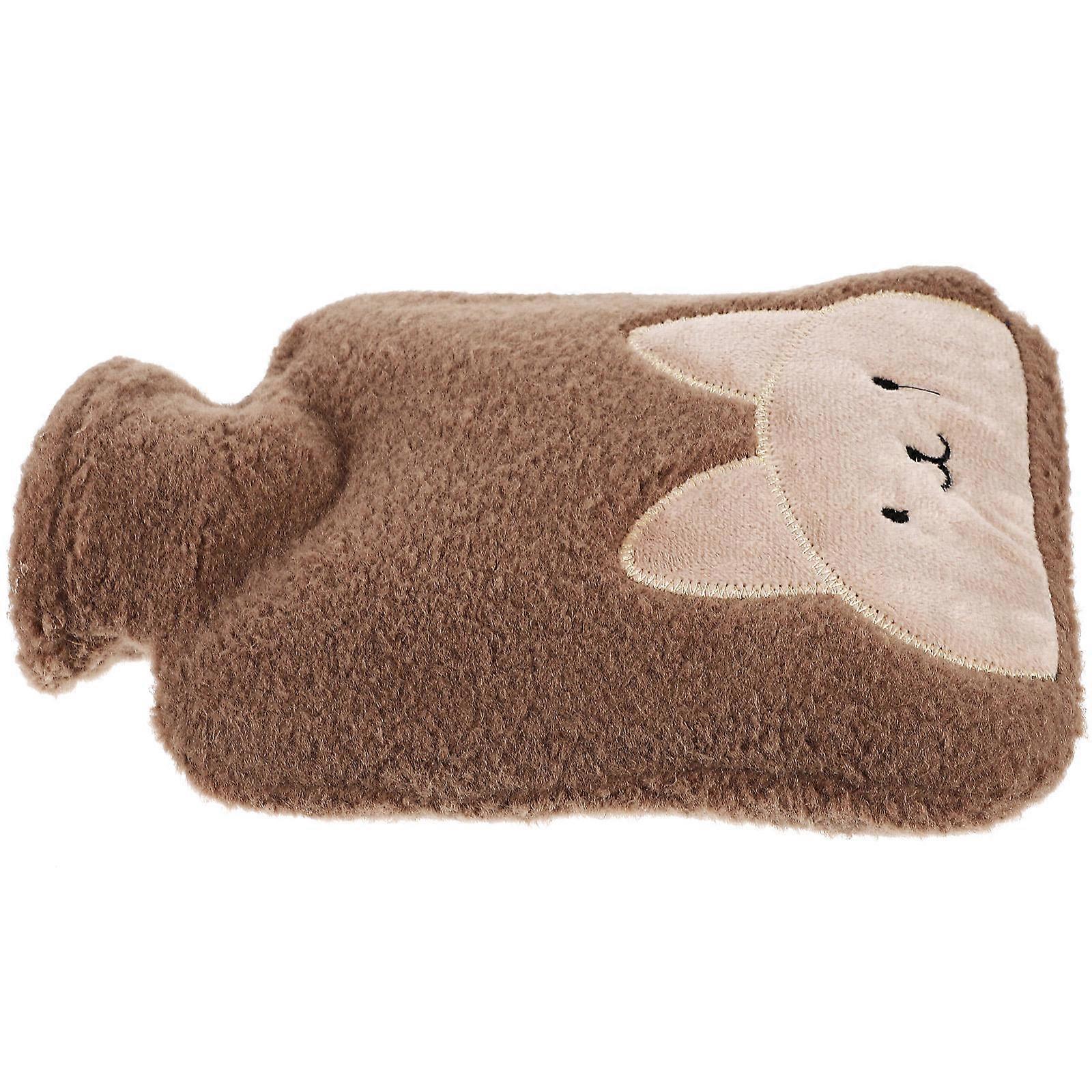 Thick Hot Water Bag Coffee Plush Cover for Comfortable Heating