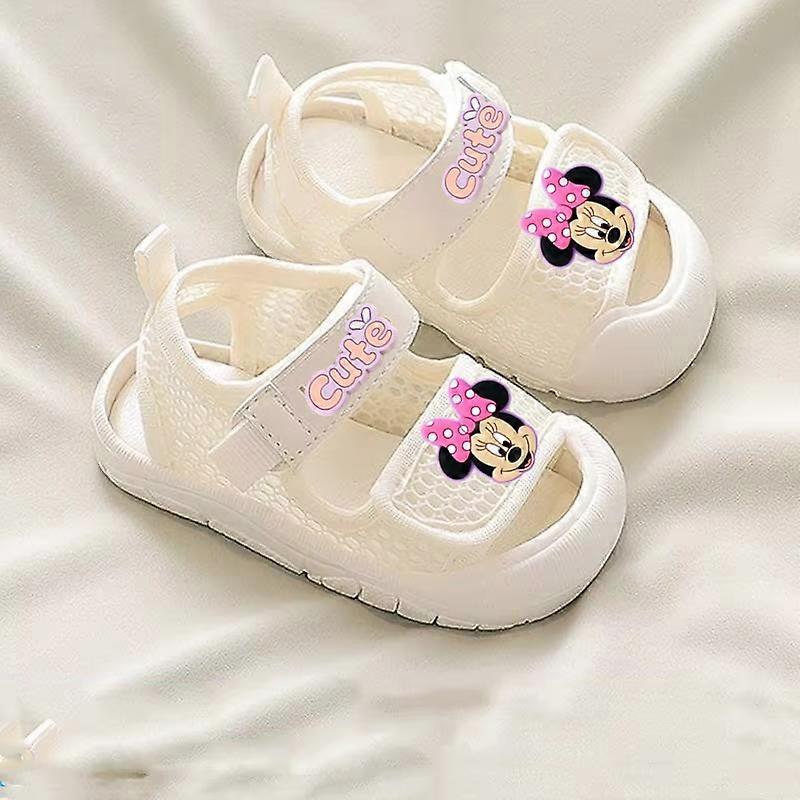 Disney minnie boy Breathable Mesh Sandals  Summer New Baby Girl Slippers Mickey Mouse Beach Shoes Baby Soft-Sole Toddler Shoes
