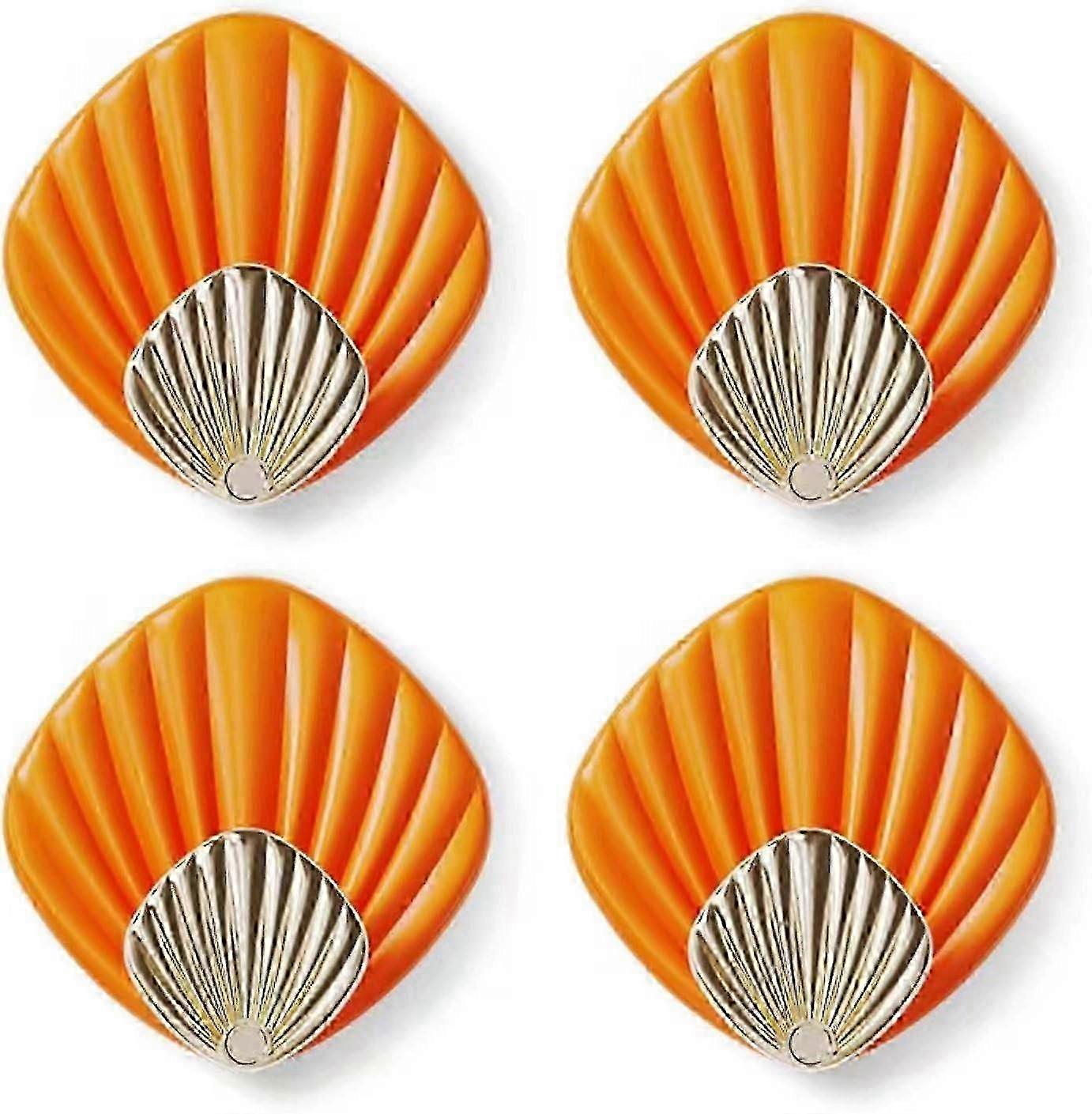 4-pack Shell Adhesive Hooks - No-drill Strong Hold For Bathroom/kitchen