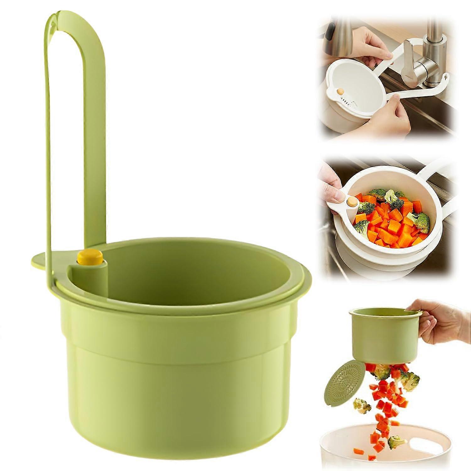 Kitchen Sink Strainer Basket with Automatic Cleaning and Hands Scrap Disposal, Green