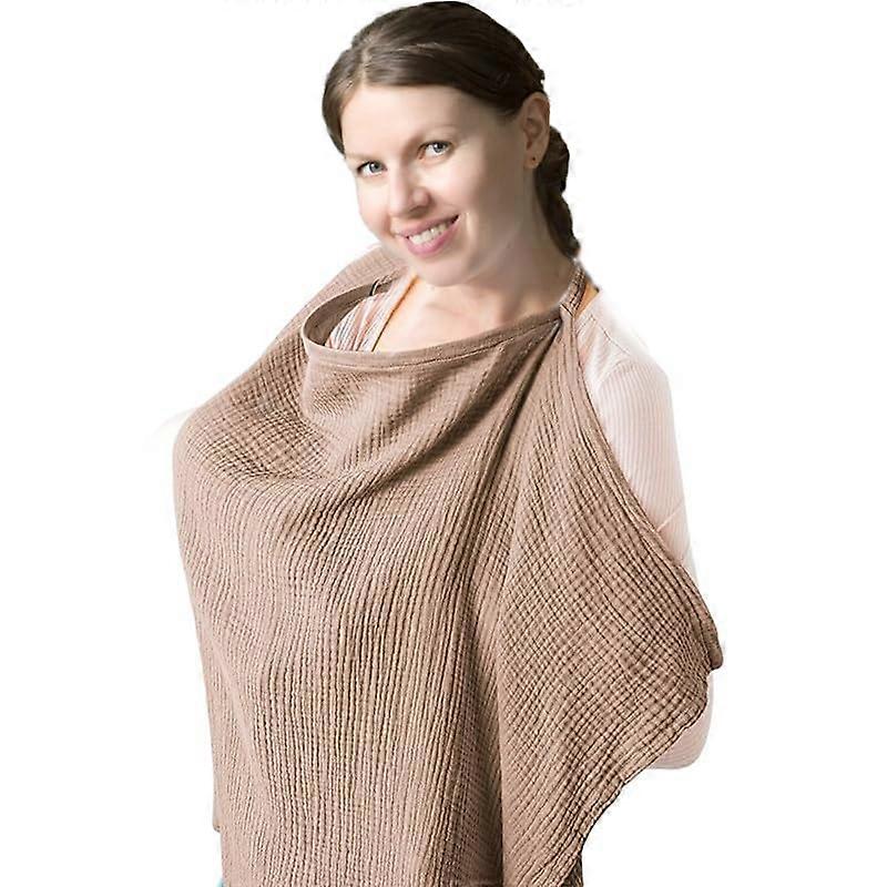 Soft Cotton Nursing Cover for Breastfeeding, Breathable Full Coverage Design with Adjustable Strap (Brown)