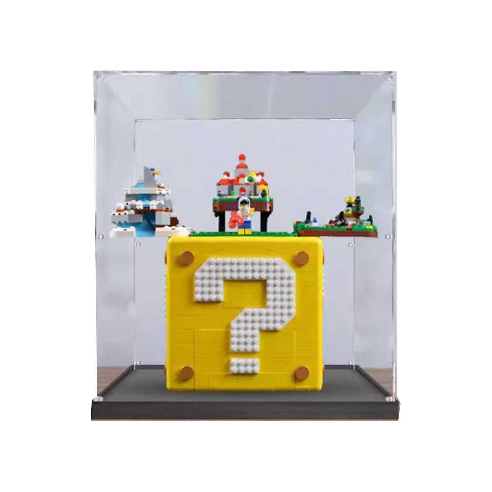 Acrylic Display Case for  71395 Question Mark Block Models, Dustproof Clear Showcase with Impact Resistant Base