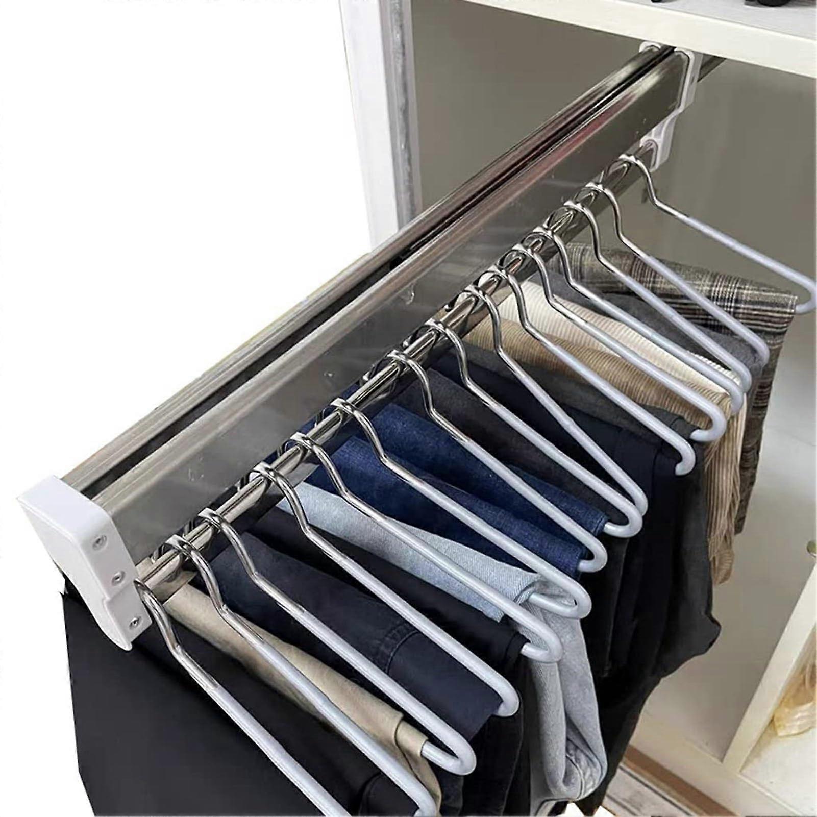 Pull Out Clothes Rail 350mm Adjustable Extendable Wardrobe Hanging Rod with Smooth Sliding Design