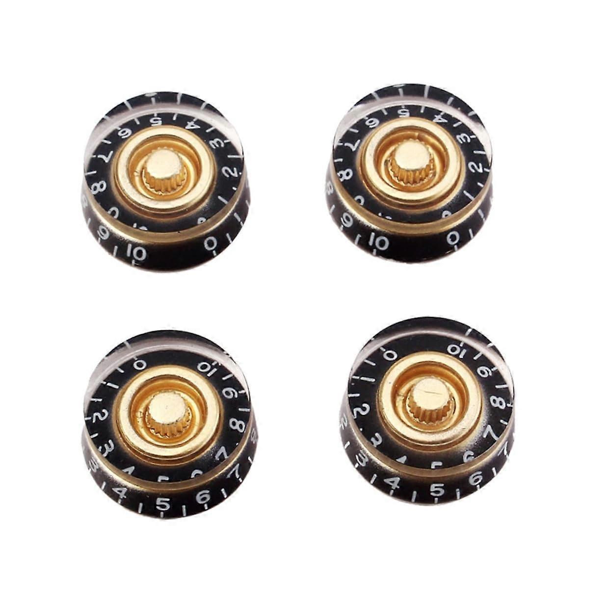 Electric Guitar Control Knobs Set Yellow and White Acrylic Volume Tone Replacement for Universal Fit