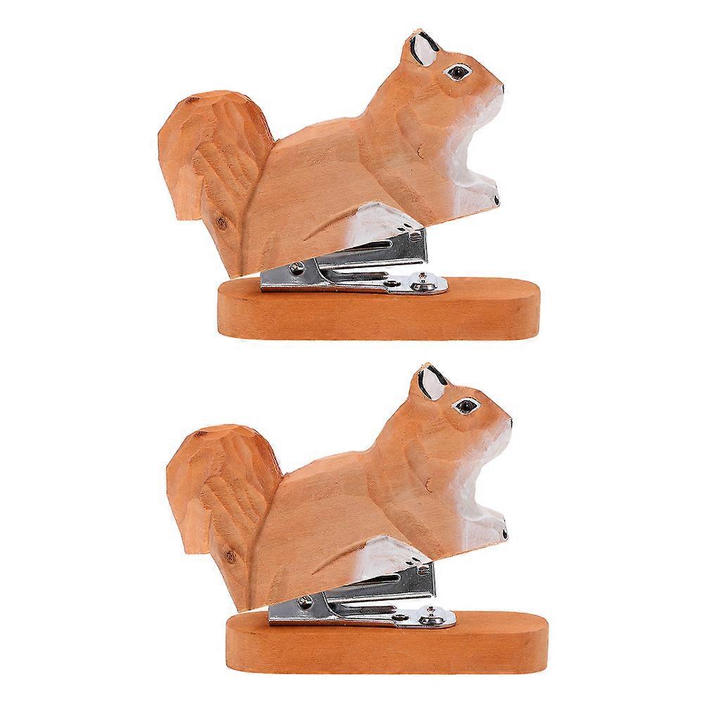 Brown Wood Stapler Animal Shape for Office Use Compact 6Pcs Pack