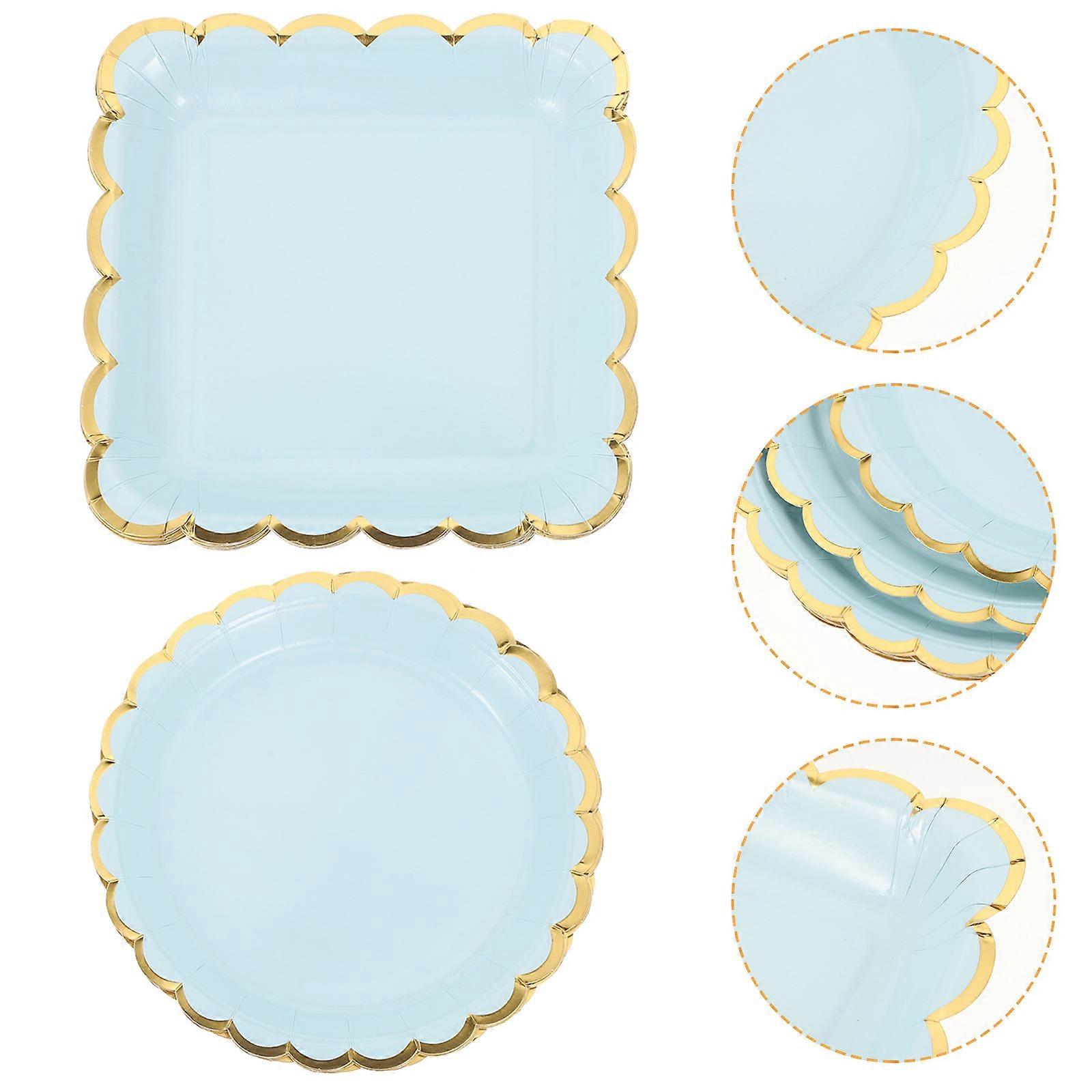 Paper Plates Sky-Blue Multi-Use Party Plates for 60Pcs Serving