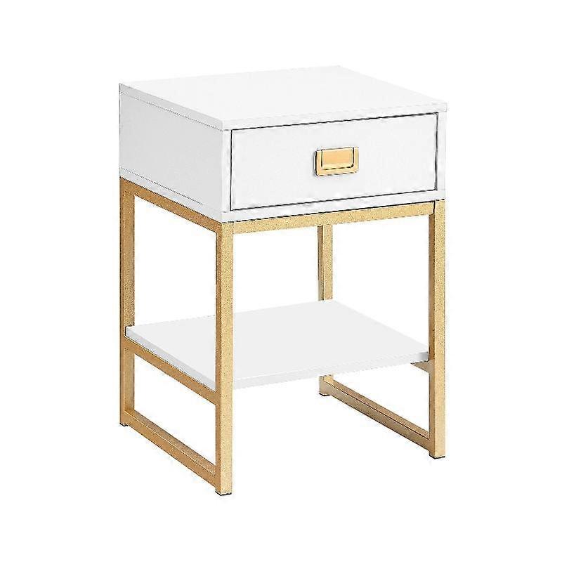 Sarantino Alessia Bedside Table In White/Gold Bedside Tables