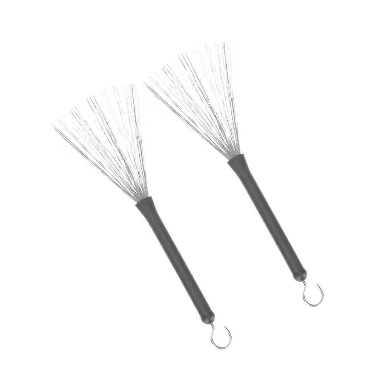 2 Piece Retractable Drum Brushes with Springback Action for Jazz Beginners and Pros