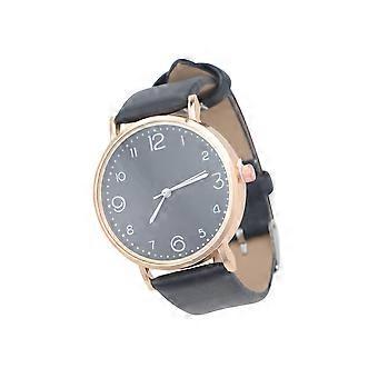 Casual Femmes Montre Mode PU Bracelet En Cuir Montre-Bracelet Montre À Quartz pour Dames Filles (Noir)