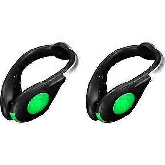 SHYV - Clip lumineux pour chaussures, clip de sécurité, idéal pour les sports de plein air, la course nocturne, chargement USB, couleurs changeantes (RGB stroboscopique et fixe), vert