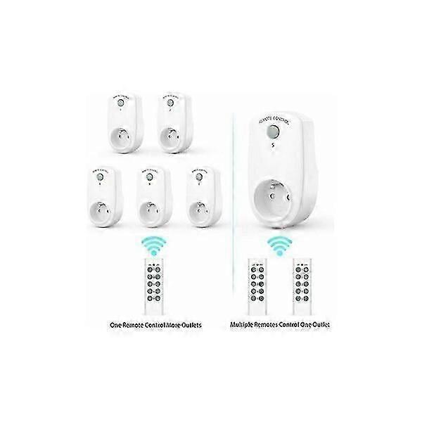 Wireless remote control sockets, 5-piece set, 30-meter remote control compatible with most devices