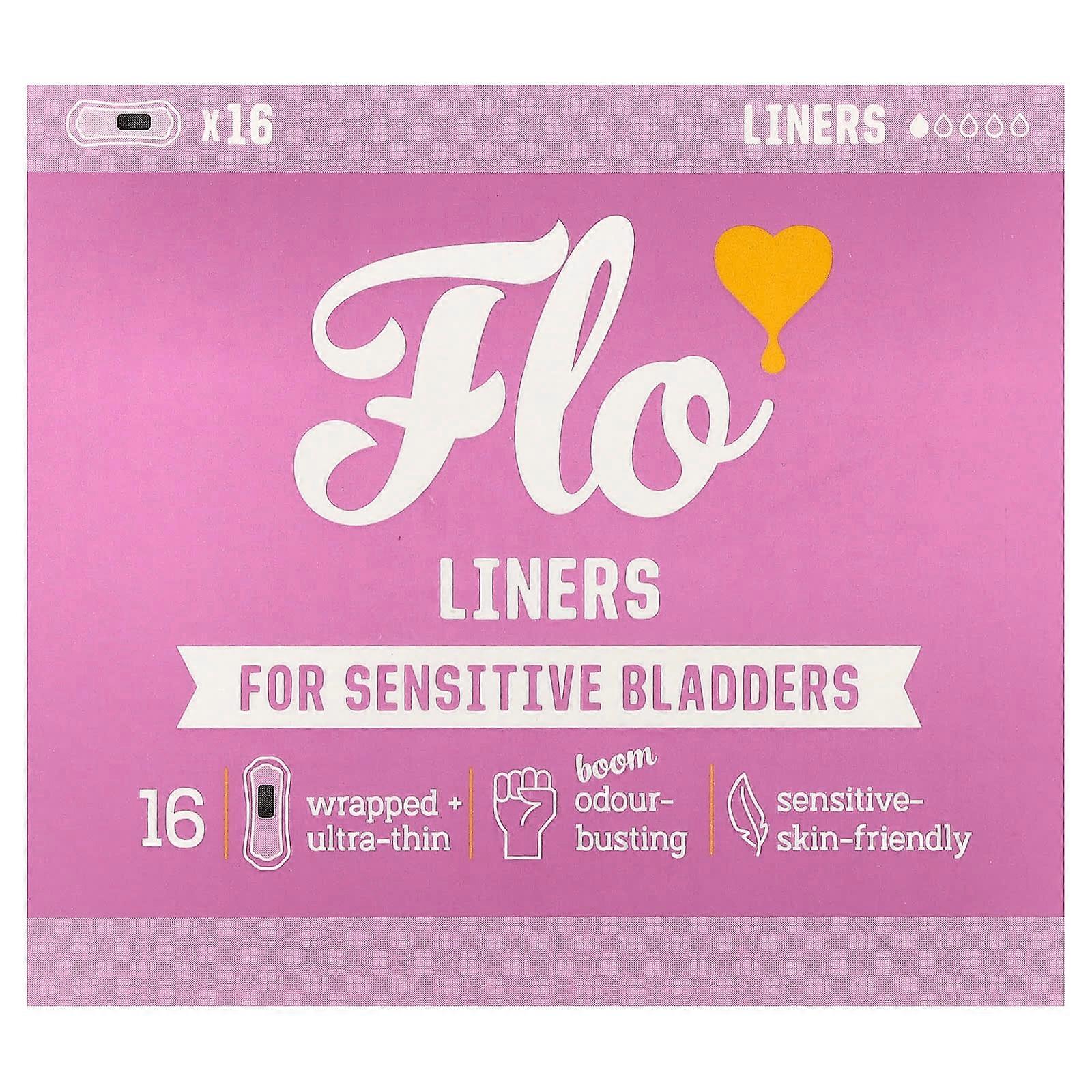 Here We Flo, Liners, For Sensitive Bladders, Ultra-Thin, 16 Liners
