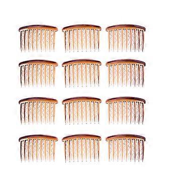 12PCS 17 Teeth Dark Coffee Plastic Hair Side Combs Vintage Small Hair Clip Combs 8x5cm