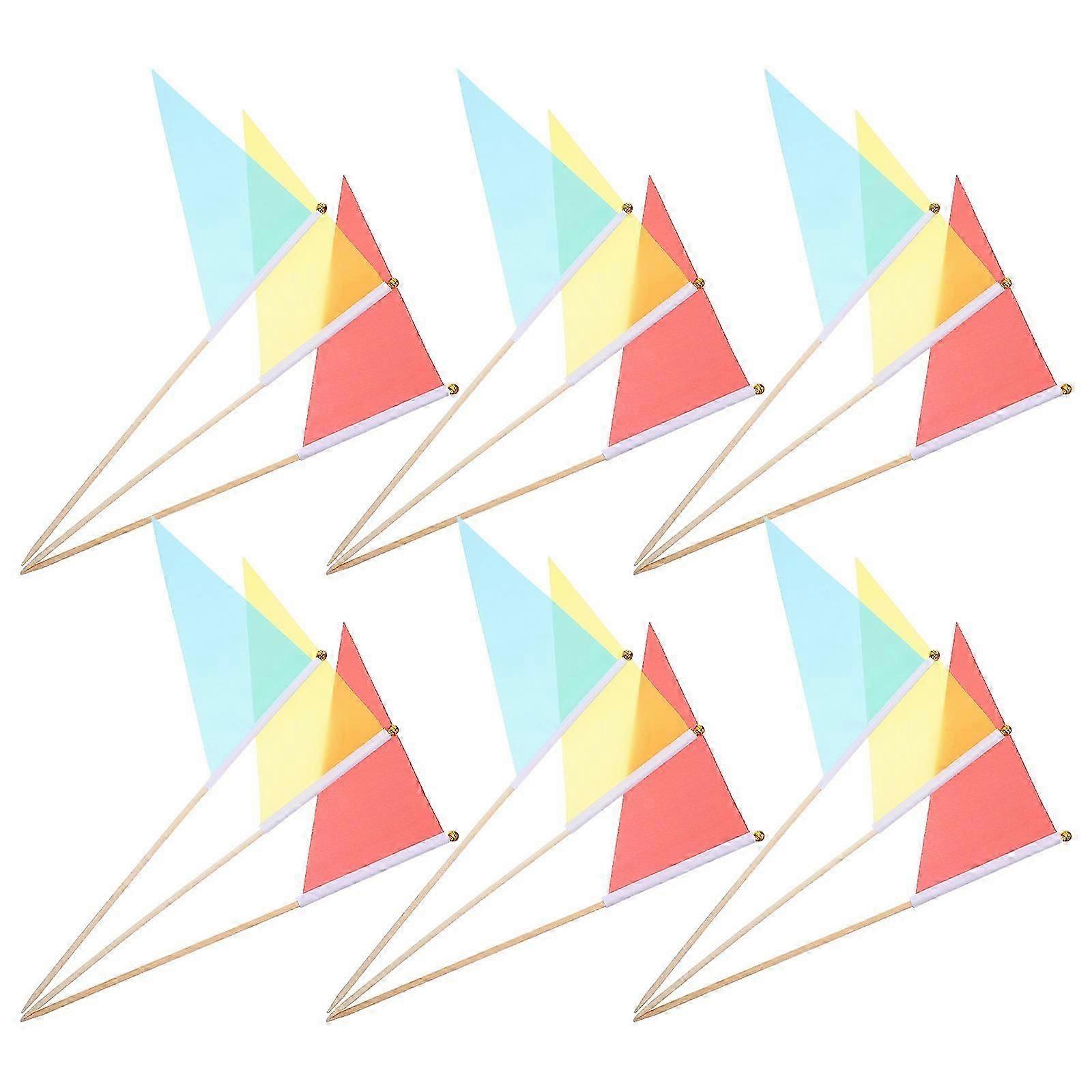 Traffic Safety Marking Flags for Construction Use 30Pcs Triangle Pennant Stick Flags