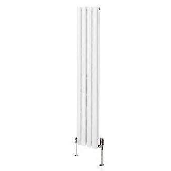 Oval Column Radiator 1600mm x 240mm & TRV Chrome Valves Modern Designer Double Panel Central Heating