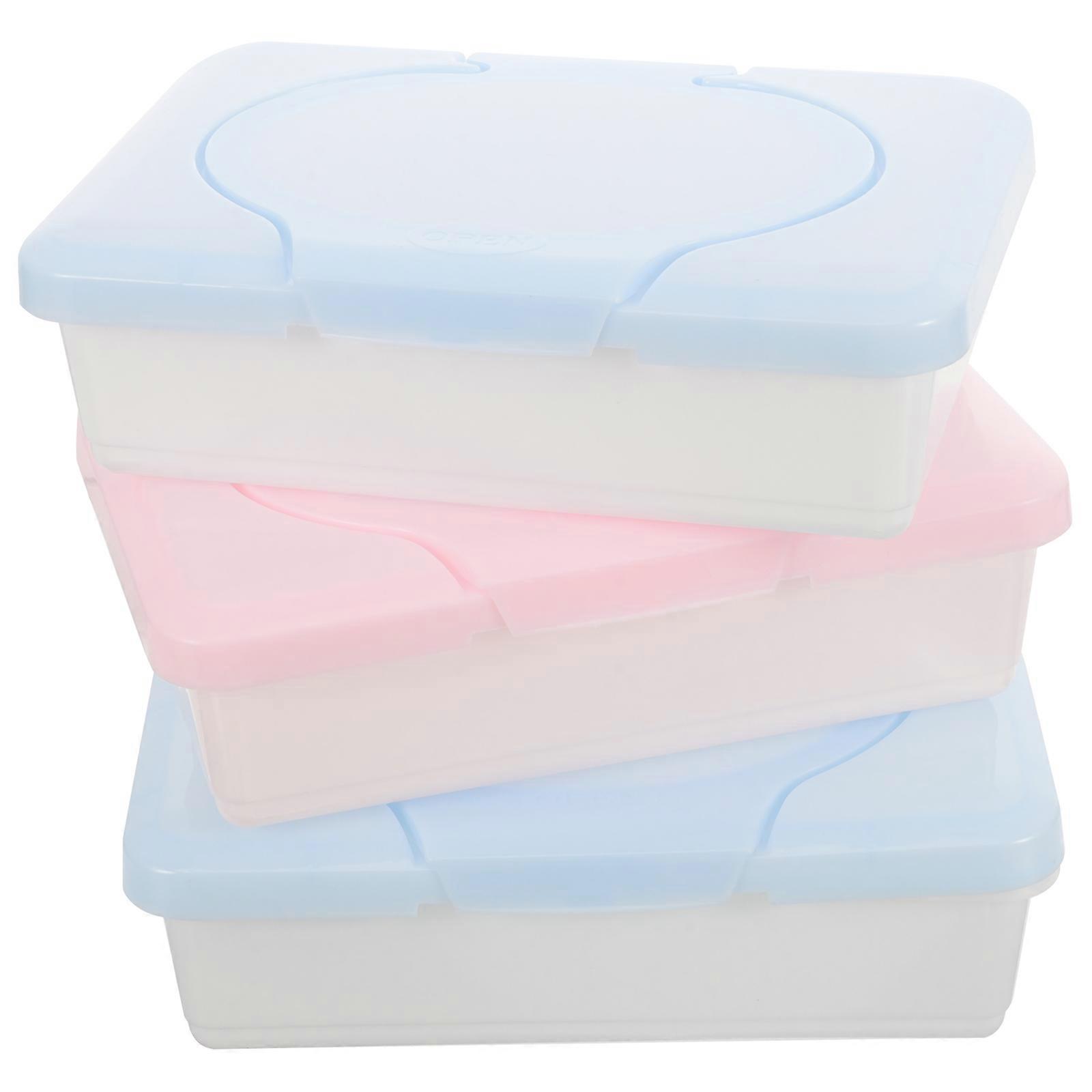Wipes Container Dispenser for Storage Use 3Pcs Assorted Color Lightweight PP