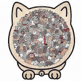 135-Piece Cat Wooden Jigsaw Puzzle, Irregular Morandi Animal Shapes, Premium Brain Teaser for Adults & Kids, Ideal Birthday Gift
