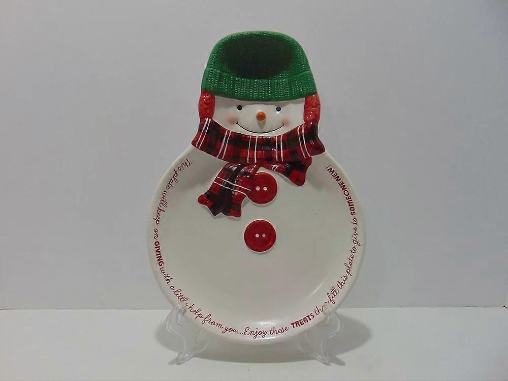 Snowman Keep Giving Ceramic Cookie Platter