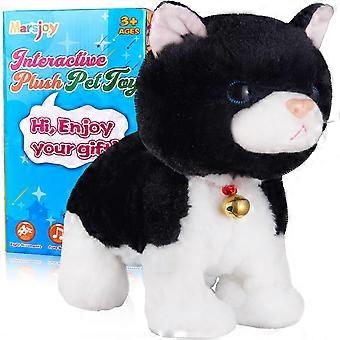 Black Plush Robot Cat Stuffed Animal Interactive Cat Robot Toy, Barking Meow Kitten Touch Control, Electronic Cat Pet Kitty Toy L:12" * H:8" * W:5"