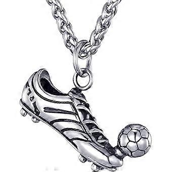 Collier pendentif de football en acier inoxydable pour hommes avec chaîne à maillons de 24 pouces