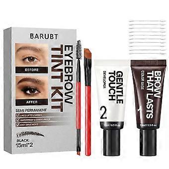 Wenkbrauwverfset, langdurig tot 4 weken, water- en zweetbestendig, doe-het-zelf thuis voor natuurlijke wenkbrauwen, inclusief kwastjes en tools (2 stuks van 15 ml)