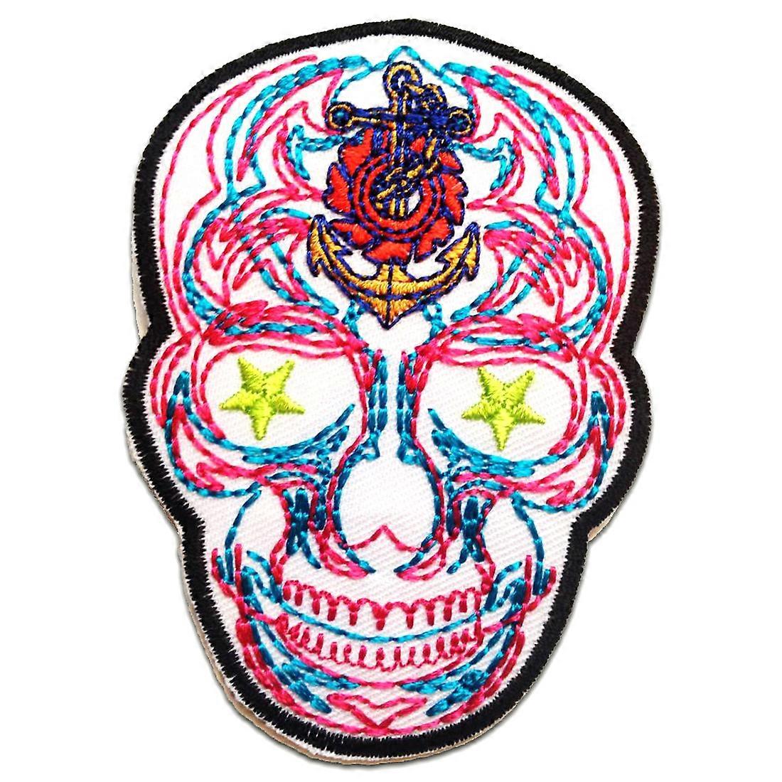 Patch / Iron-on Patch - Skull Skeleton - Multiple Colors Selectable - 6.4 x 9 cm - Patch