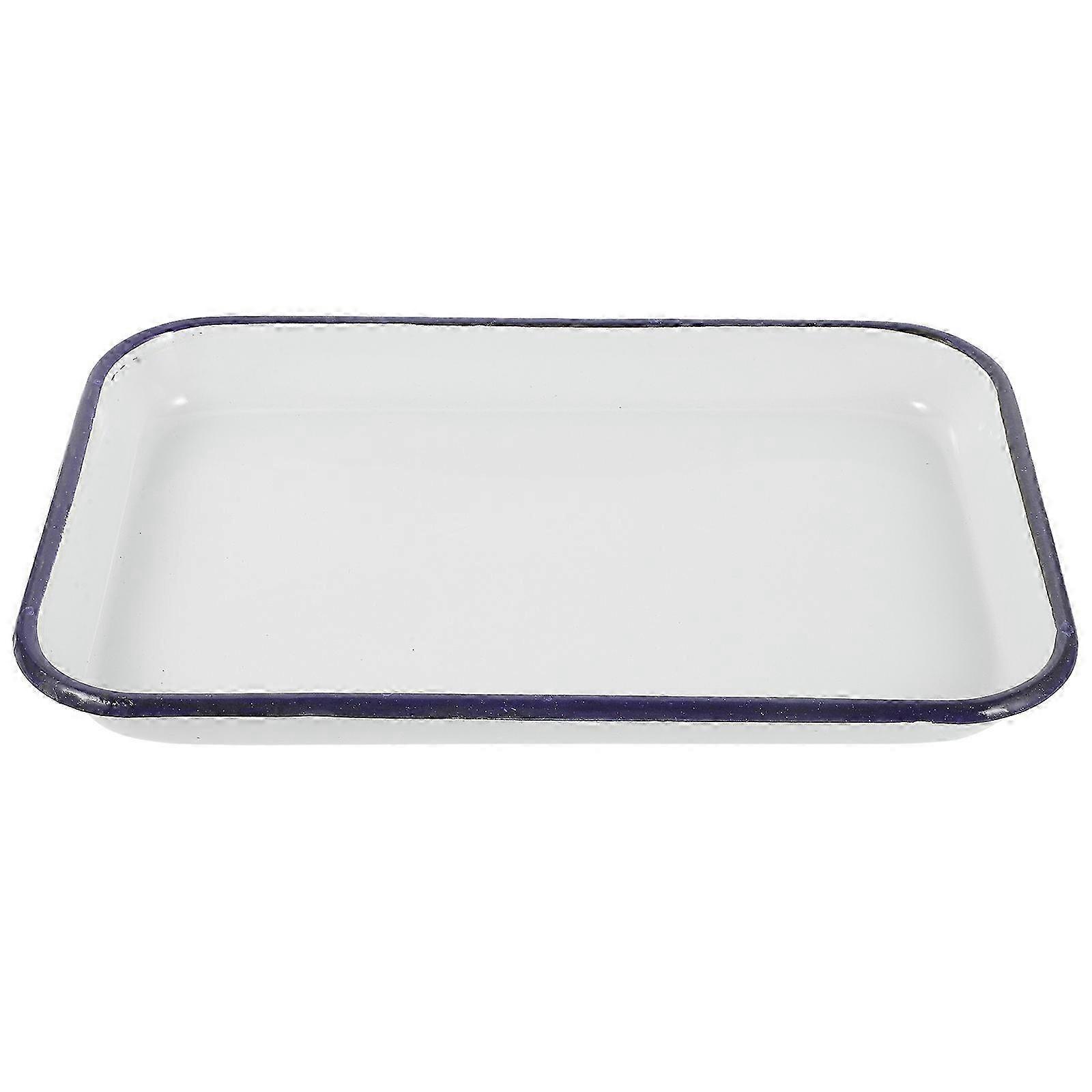 Household Enamel Baking Dish Rectangular Roasting Tin Multi-functional Baking Pan compatible with Kitchen Use