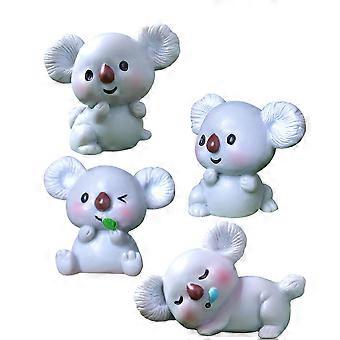 4Pcs Miniature Koala Figurines Mini Koala Animal Figures Toy Moss Landscape Ornament