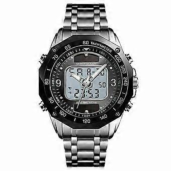 Orologio da uomo a energia solare impermeabile, digitale sportivo analogico, in acciaio inossidabile. LJJ